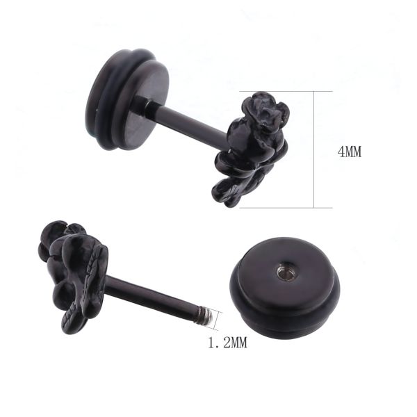 Women Black Plated Stainless Steel Earrings Rose Fashion Jewelry Earrings