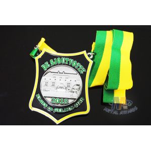 Nicekl Plating Soft Enamel Medals , Die Strucking Custom Medallions With Cord