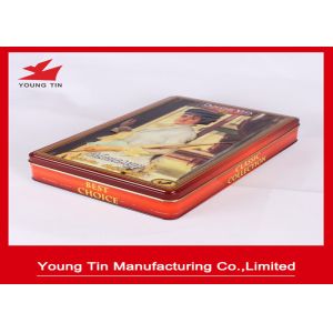 China Large Rectangle Metal Fancy Food Packaging Tins Silver Lacquer Inside on sale