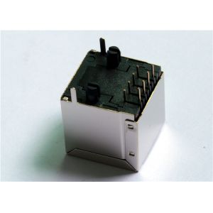 16.4mm Height Vertical RJ45 Jack Female Connector Top Entry 8P8C Shield wo/LED