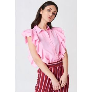 Lady Clothing Pink Frill Women Shirt
