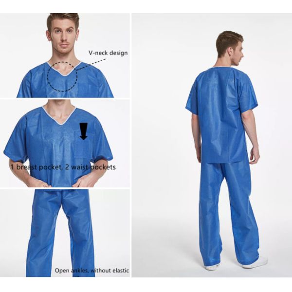 V Neck Non Woven Patient Gown Latex Free Fluid Repellent
