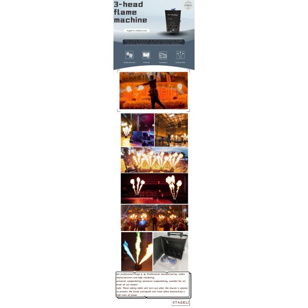 STAGELI 3 Head DJ Fire Machine Flame Projector 25*25*34mm