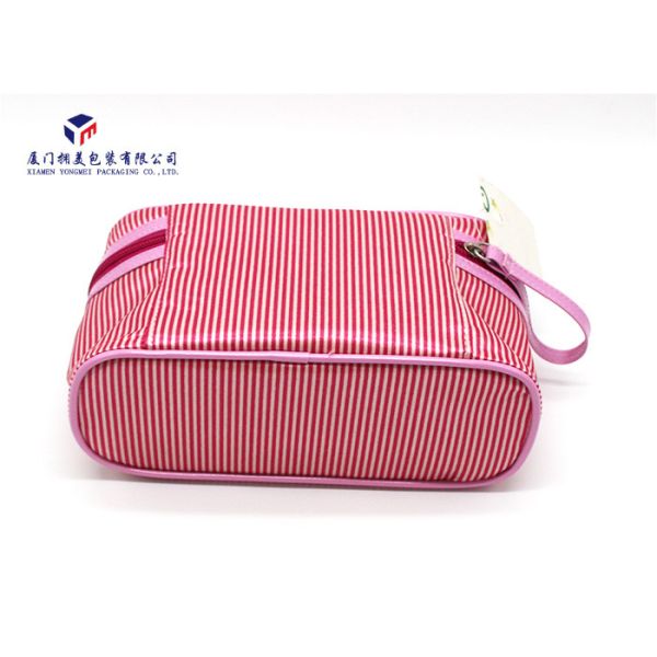 Customized Fabric Makeup Bag Deep Pink Color Fabric Bag Lining Dust Proof 11.5cm