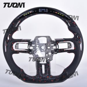 Custom Stitch Color Ford Carbon Flat Bottom Steering Wheel with Leather Grip for