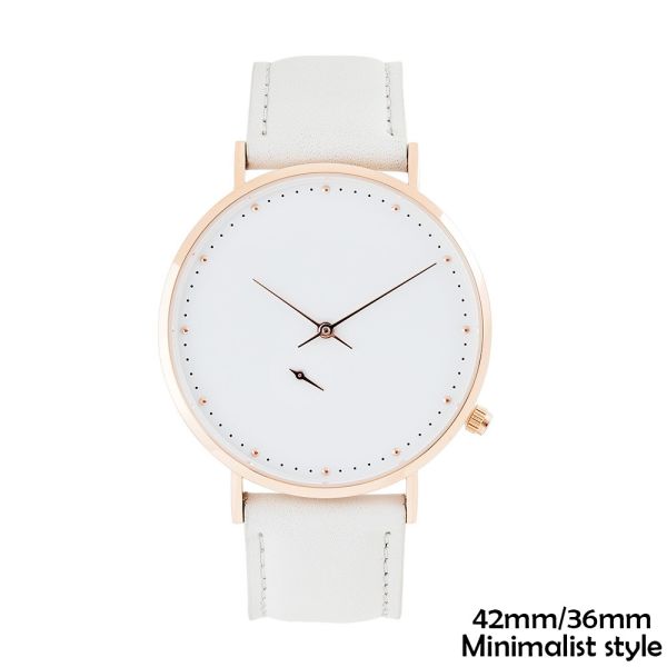 Buy White Leather Wrist Watch Stainless Steel Mens Leather Strap Watches at wholesale prices