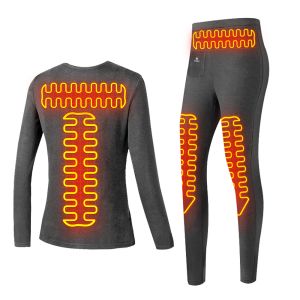 Women Premium Winter Long Warm Electric Tops Pants Suit Set Clothing Heating