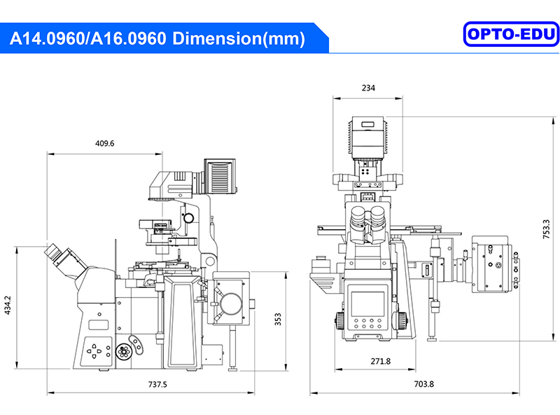 Opto Edu A16.0960 Research Level Inverted Fluorescent Microscope Motorized Nosepiece Condenser