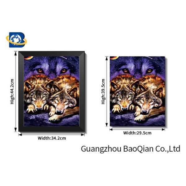 Wolf 3D Animals Images , 3D Animated Pictures Stereograph Printing PVC/MDP Frame