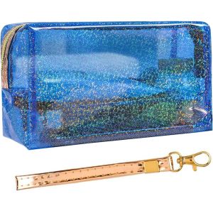 Cosmetic Bags PVC Transparent Zippered Toiletry Bag With Handle Strap