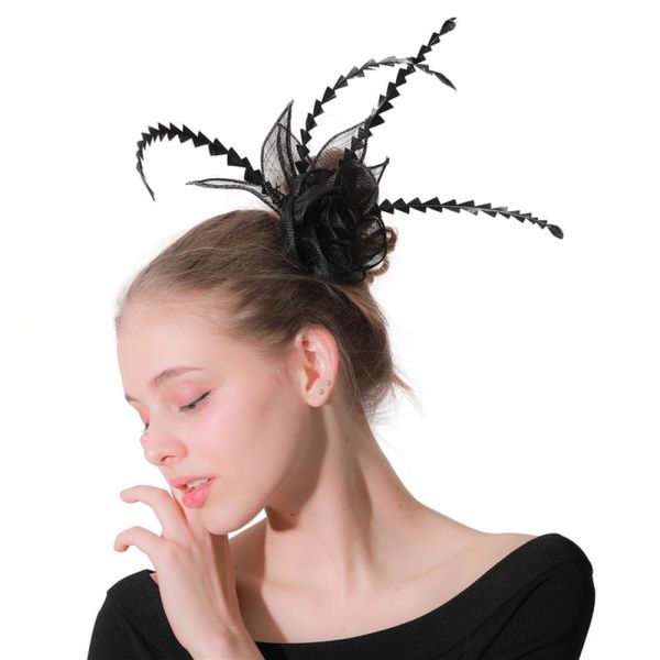 Age Group Adults Elegant Wedding Hair Feather Fascinator for Church Hats 15*30 cm