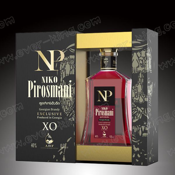 Decorative Custom Cardboard Liquor Glass Bottle Packaging Boxes For Whiskey Cognac