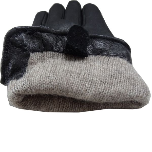 100% Handmade Deer Leather Gloves , Womens Black Leather Driving Gloves