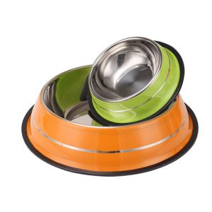 Anti Skid 2500ml Rubber Dog Food Bowl Pet Stainless Steel