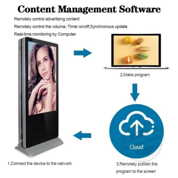 Portable Lcd Advertising Screen 43 49 55 Inch 4K Resolution Double Sided Digital Signage Totem Advertising Display With Webcam