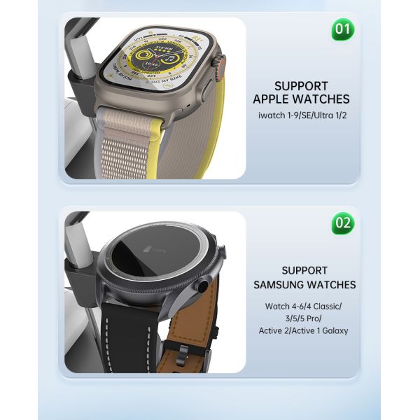 3W Watch Position 15W Base Position Folding Wireless Charging Stand With Zinc Alloy ABS Body