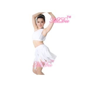 ODM Belly Dancing Clothes Diagonal - Neck Irregular Sequin Top Two Pieces