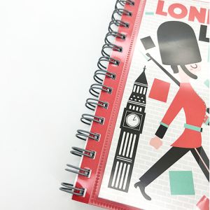 Customized Plastic Wire Journal Book Printing With Sticker Gloss lamination