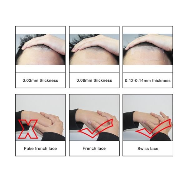 Human Remy Hair Men's Toupee Hair Replacement Silk Base with Thin Skin Coated