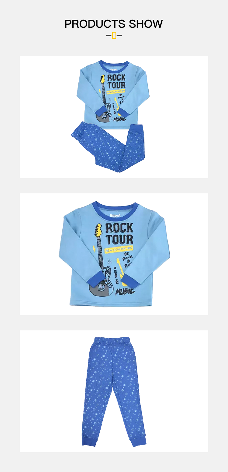 Thermal Comfortable Soft Cartoon Printed 2 Piece Sets Kids Sleepwear Polyester Cotton Children Pajama