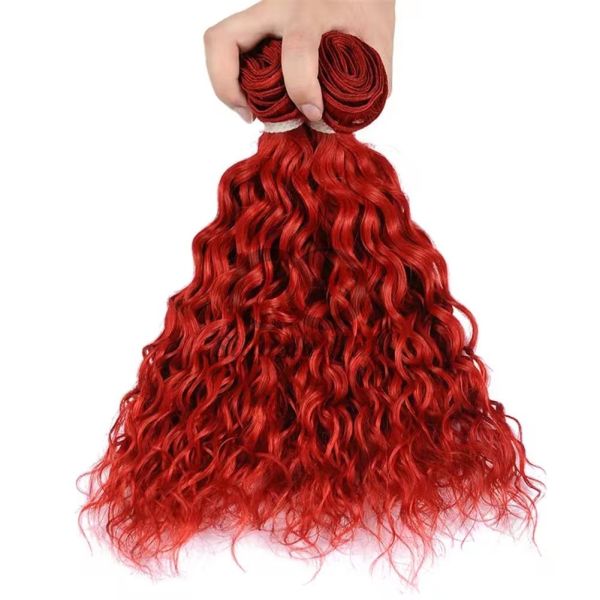 Red Water Wave Remy Human Hair Bundles Sew In Weave Bundles Brazilian Bundle Deals