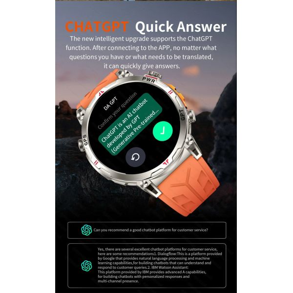 3ATM Waterproof Fitness tracking BT Call GPS AMOLED 650Mah Professional Sports Smartwatch