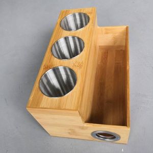 Rectangle Countertop Bamboo Hair Appliance Organizer Hair Dryer Straightener