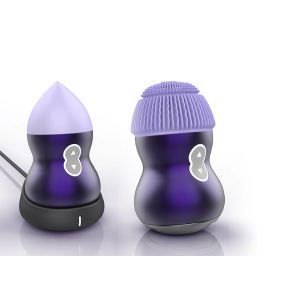 Portable Cleanser Face Machine 4 Replacement Heads Rechargeable Facial Massager