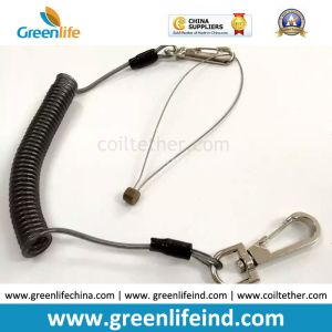 Quick Release Safety Hand Coil Lanyard Tether Strings Translucent Yellow