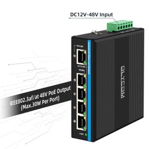 Quality Solar Or Battery Powered PoE Switch 4 Port Gigabit Network Dual 12V/24V/48VDC Input CE for sale