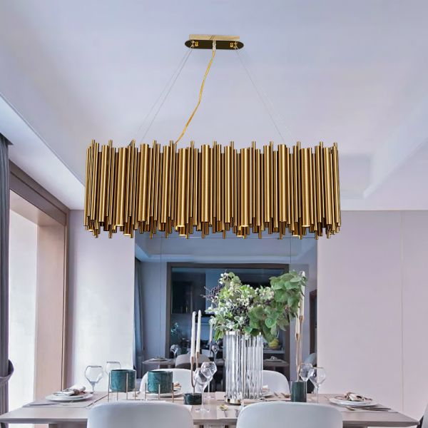Buy Luxury modern chandelier for dining room brushed gold stainless steel rectangle chandelier(WH-MI-311) at wholesale prices
