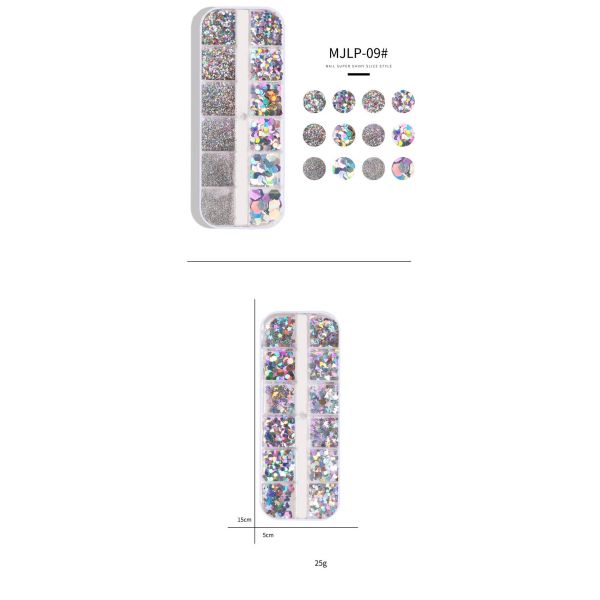 12 Grids Star Geometric Butterfly Nail Art Stickers Glitter Flakes Nail Art Sequins Paillette Confetti Holographic Laser Shining