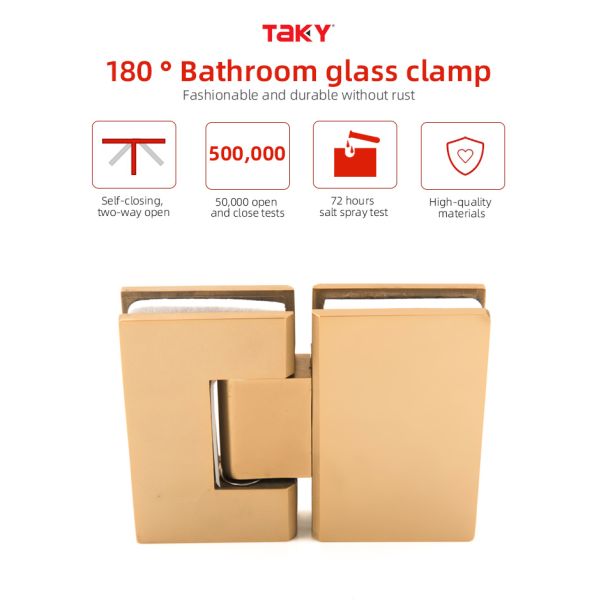 Modern Design 304 Stainless Steel Glass to Glass Hinge 180 Degree Bathroom Gate Clamp