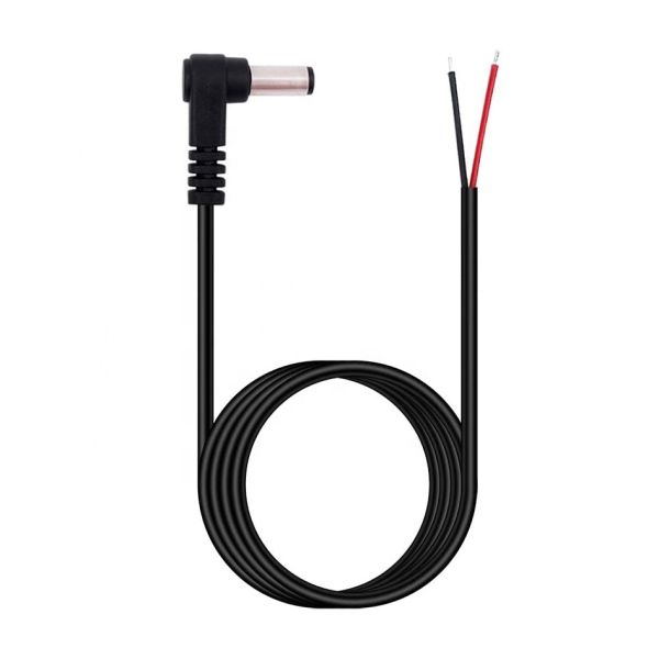 CUSTOM 90 Degree Right Angel DC Barrel Jack Male Female to Open Pigtail DC Power Charger Cable
