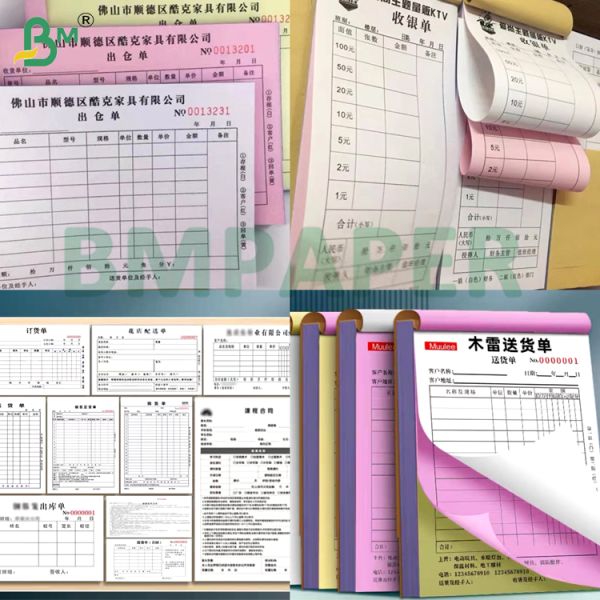 48g 80gsm White / Pink / Colorful NCR Carbonless Copy Paper Letter Size 8.5"x11" & 8.5"x14" for Waybill & Forms Black Image