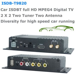 ISDB-T9820 Car ISDB-T Two tuner Two Antenna HD MPEG4 TV receiver for Brazil Peru