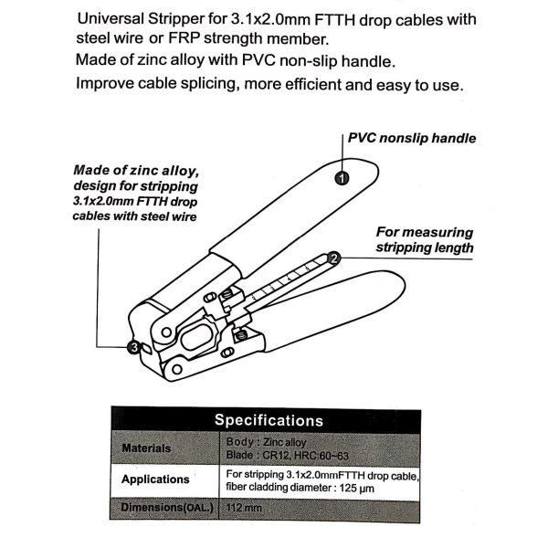 K-328 FTTH Drop Cable Fiber Optic Accessories Tight Cladding Diameter 125μM
