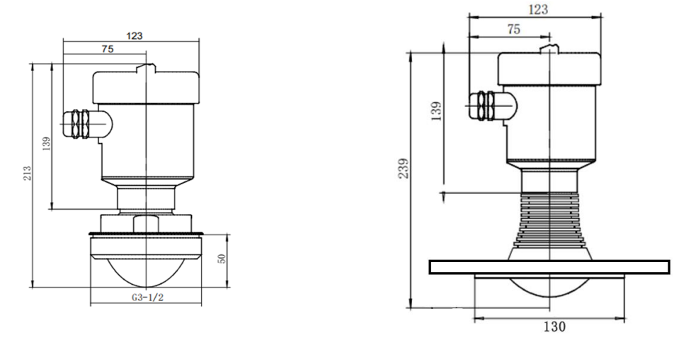 KLD800 Series 80G Radar Level Gauge PTFE Antenna Size Small Blind Spot