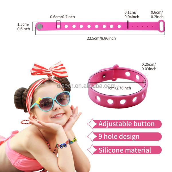 Colorful Silicone Wristband Adjustable Bracelet for Charms and Wrist Strap Shoes
