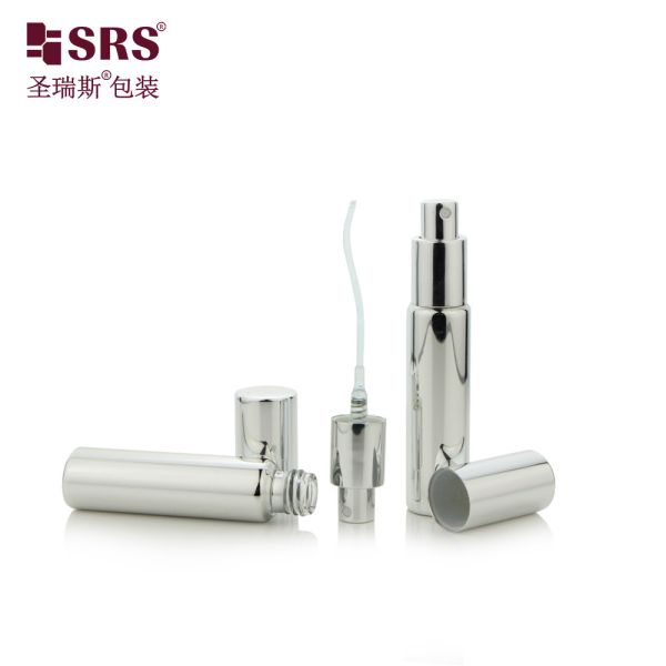 BLPA 10ML Metalized Gold Empty Round Glass Perfume Spray Pump Bottle Customization Fine Mist