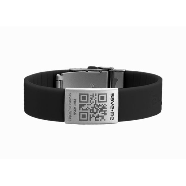 QR Code Medical Bracelet , Cool Silicone Bracelets With Engraved Metal ID Plates
