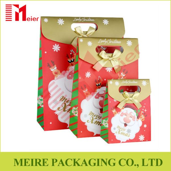 Santa Claus Christmas Gift Bag Merry Christmas Paper Gift Treat Cookies and