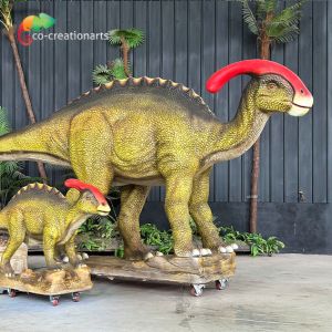 Quality Customized Animatronic Dinosaurs Simulation Parasaurolophus With Baby For Attraction for sale
