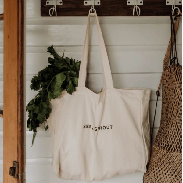Versatile Canvas Grocery Tote Bag with Pockets Organic Cotton Reusable Stylish