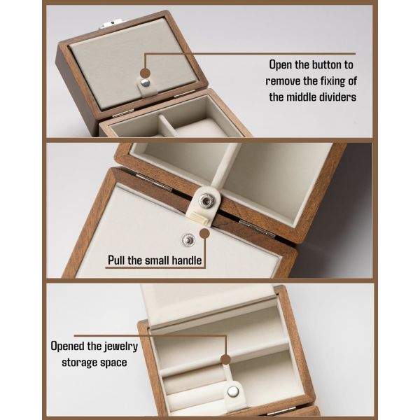 Watch Box, Watch Travel Case For Men, Wood Watch And Jewelry Holder Organizer For Woman, Portable Protection 2-Slot Watc