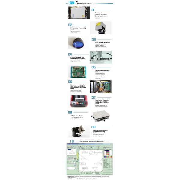 Raycus IPG 20W 30W 50W Mini Enclosed Fiber Laser Marking Machine for Aluminum