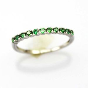 China Women Jewelry Sterling Silver Pave Created Emerald Band Ring (FR0164) on sale