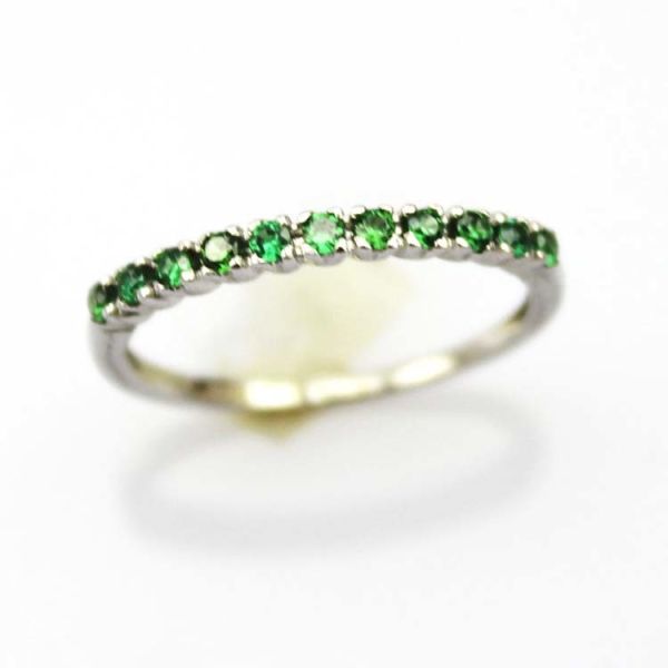 Buy Women Jewelry Sterling Silver Pave Created Emerald Band Ring (FR0164) at wholesale prices