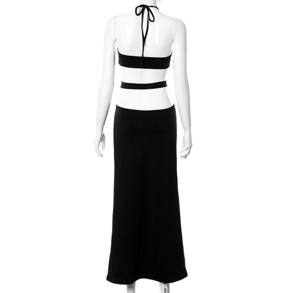 Hanging Neck Hollow Slim Sleeveless Maxi Dresses For Women