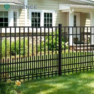 Galvanized Powder Coated Black Welded Metal Pipe Steel Fence Wrought Iron Fence
